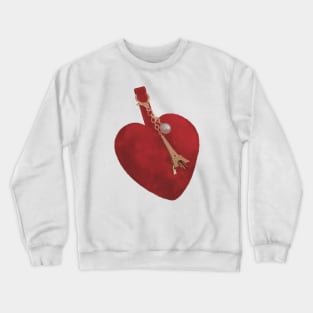 Red fluffy heart keyring with the Eiffel Tower charm in rose gold and a white perl. Crewneck Sweatshirt